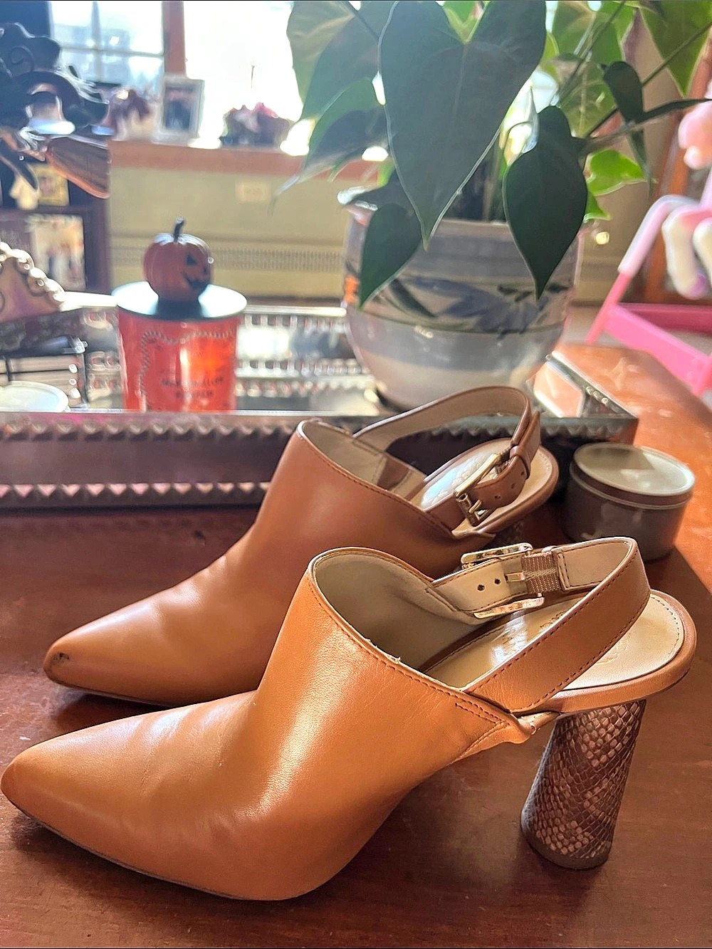 Vince Camuto Hamden Buckle Slingback Pump Heels in Brown